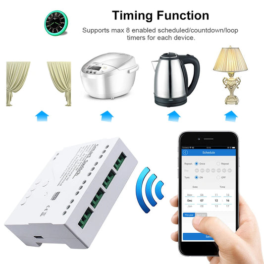 Tuya َApp, Alexa   ب 4 مخارج RF و WIFI  جهاز تحكم  ذكي عن بعد ب